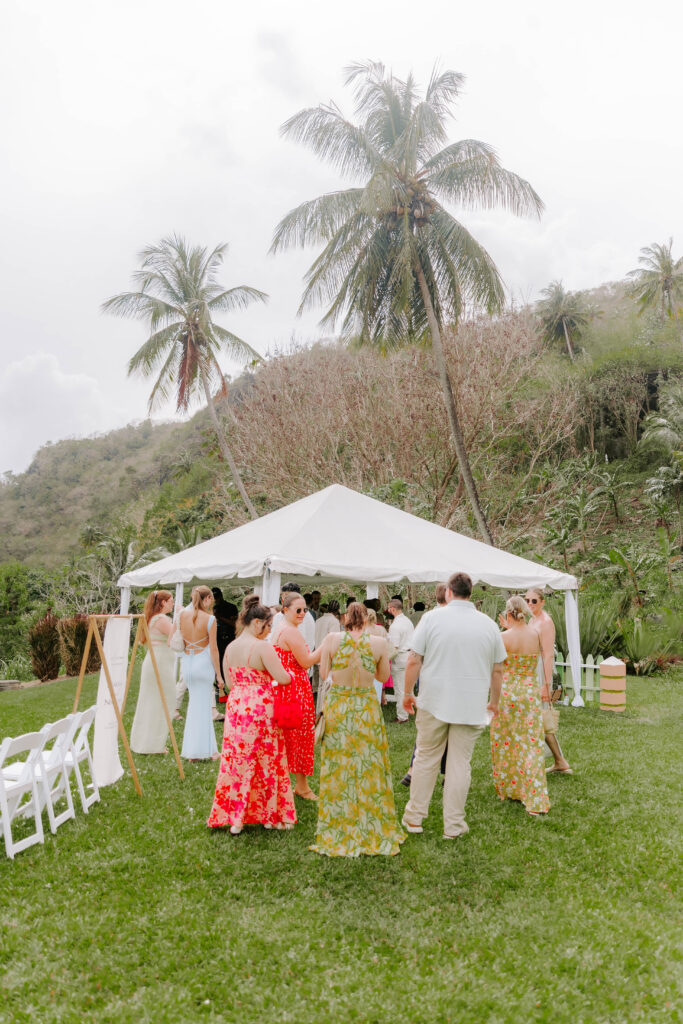 Ceremony with the Pitons in the background at La Haut Resort in St. Lucia.
