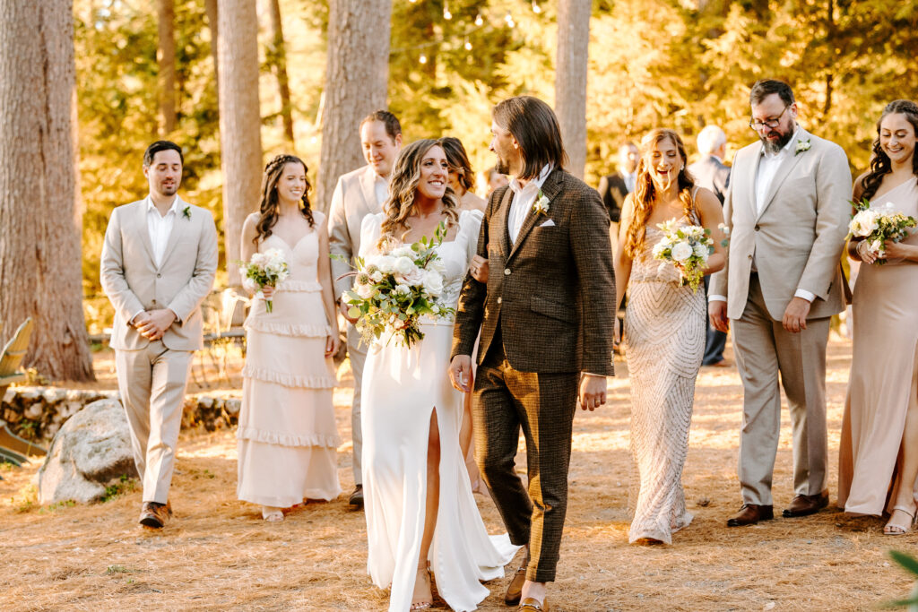 Wedding party at Migis lodge on Sebago lake