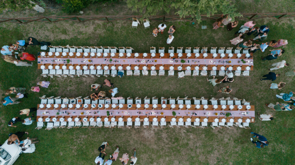 Ariel shot of reception tables