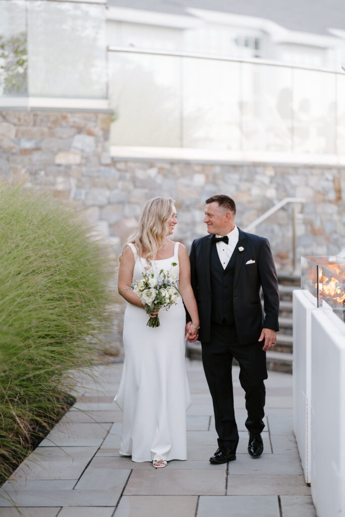 Bride and groom at the Cliff House Maine wedding