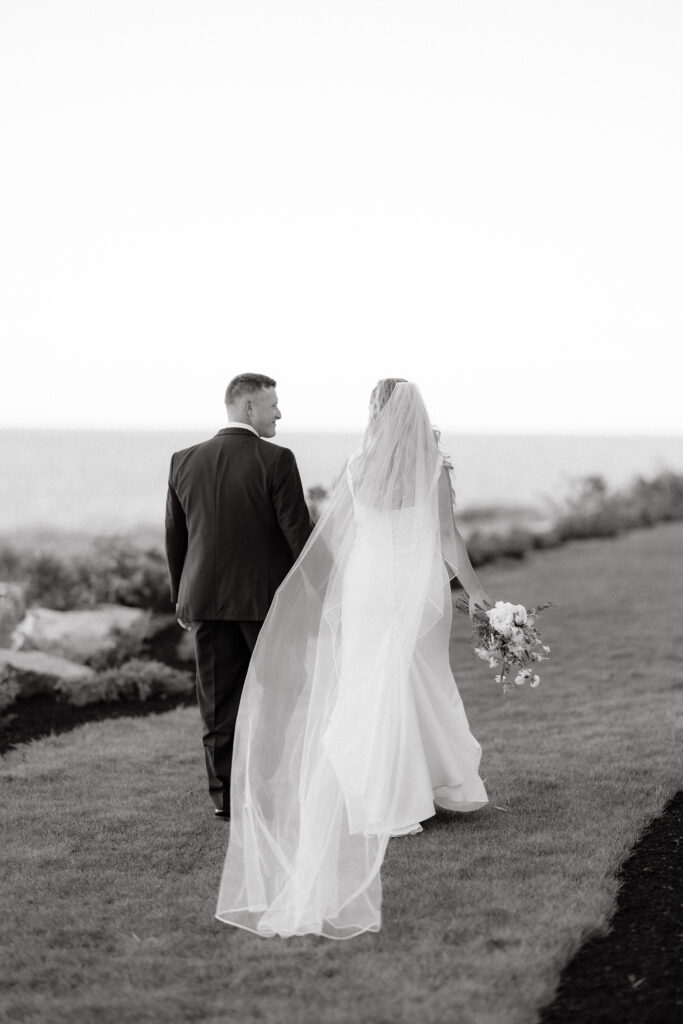 Bride and groom at the Cliff House Maine wedding