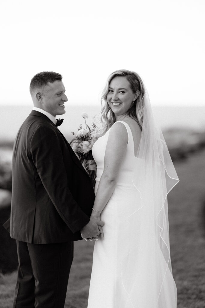 Bride and groom at the Cliff House Maine wedding