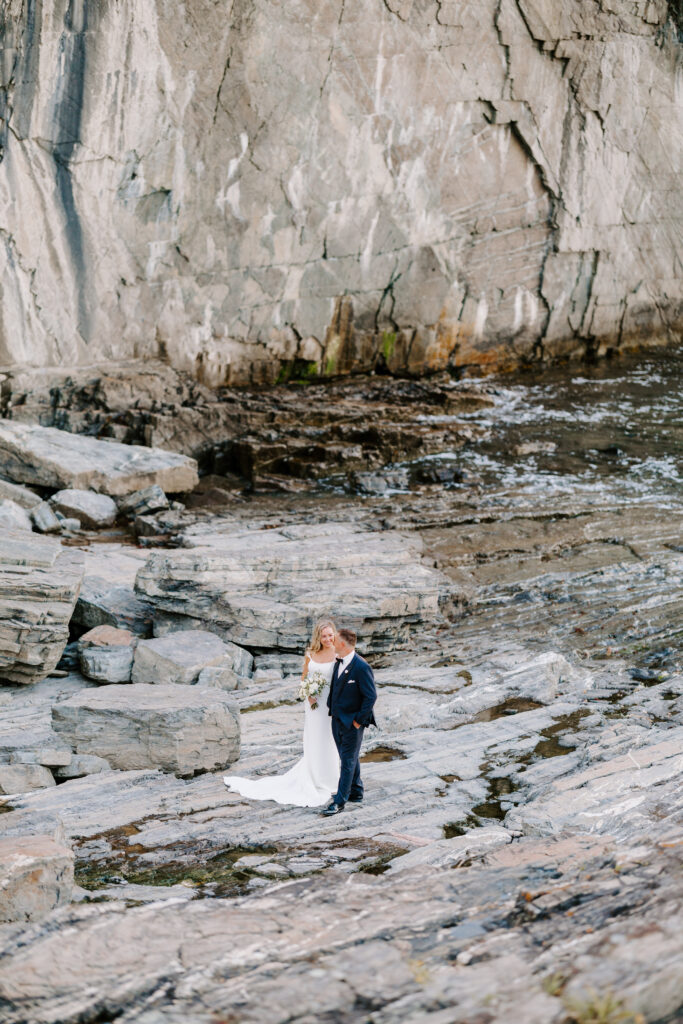 Bride and groom at the Cliff House Maine wedding