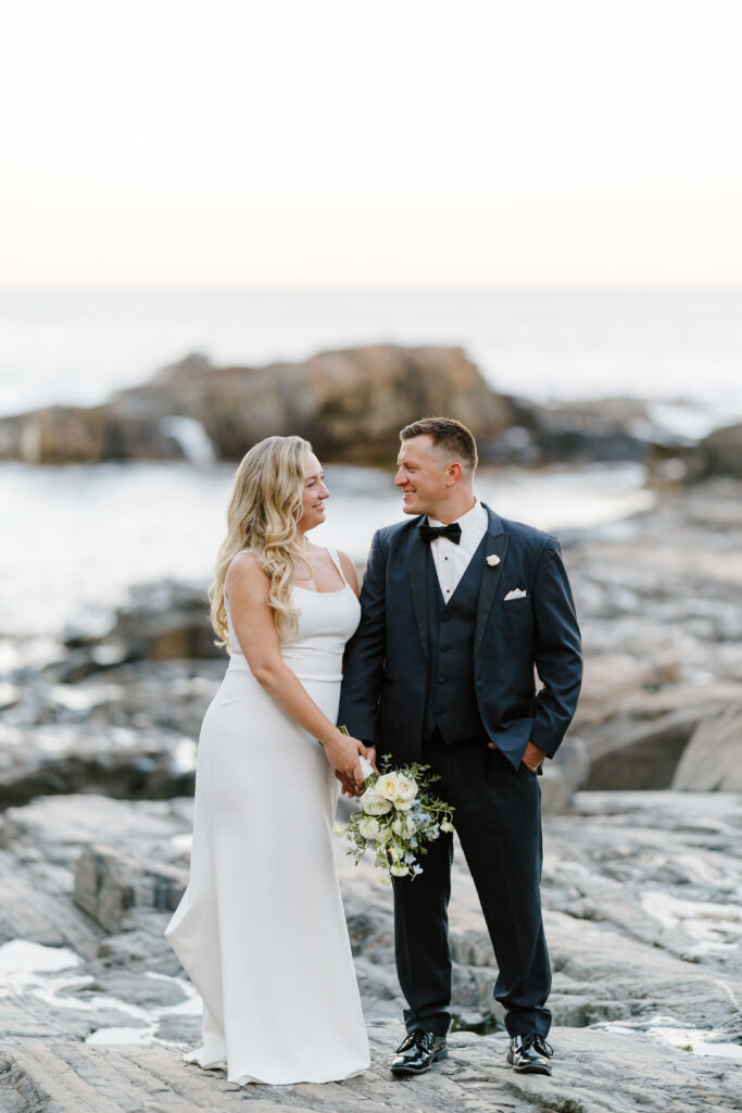 Bride and groom at the Cliff House Maine wedding
