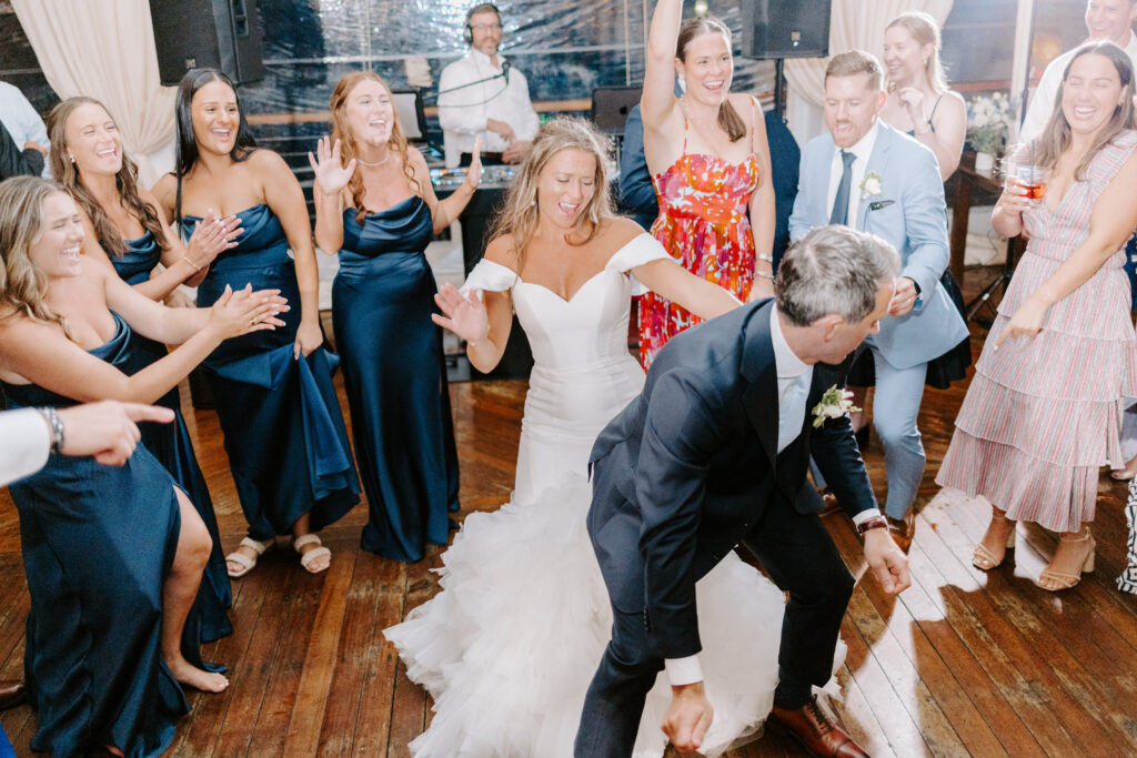 bride and groom dance at wedding reception in newport rhode island