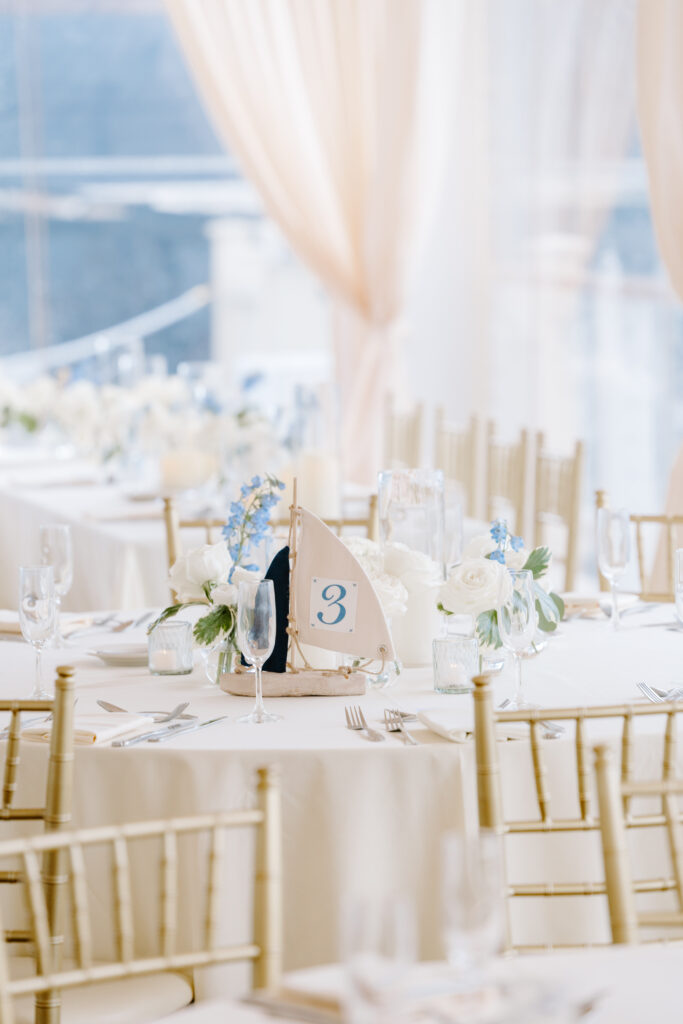 table set up at wedding in newport rhode island