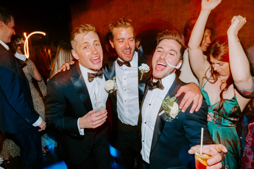 guests dance and celebrate at tuscan wedding