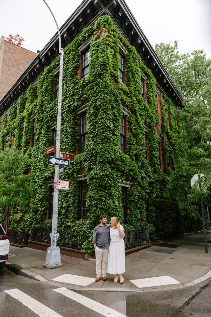 Ivy covered West Village brownstone during New York City engagement session. Photo by Clay Taylor Photo