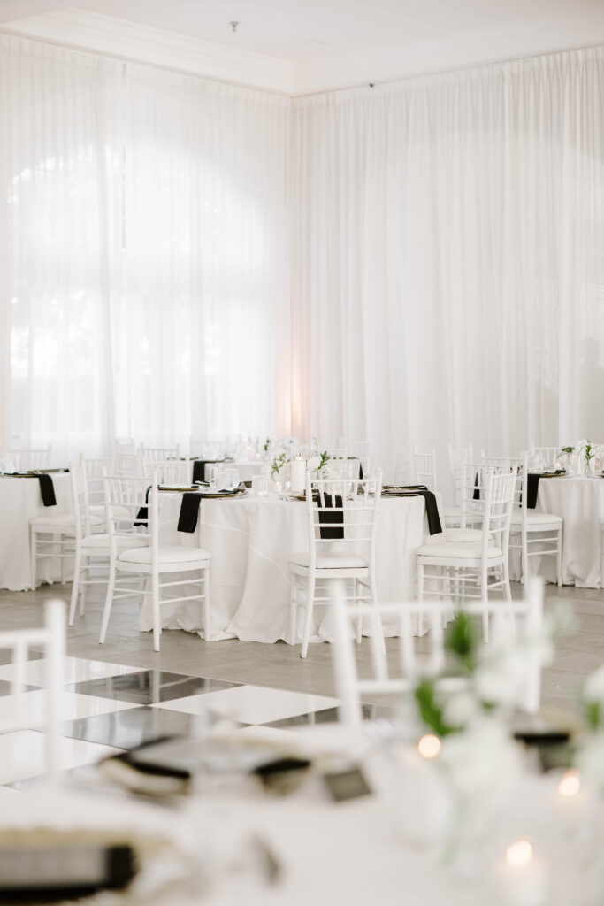 Reception detail photo of table settings at Belle Mer