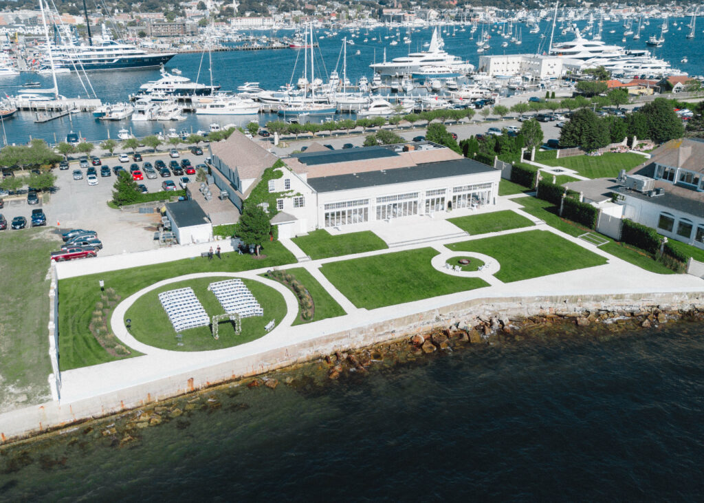 Belle Mer wedding venue drone photo in Newport, Rhode Island