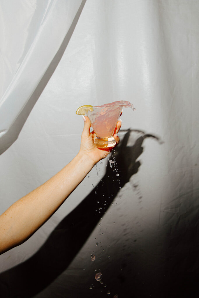 Editorial photo of cocktail spilling