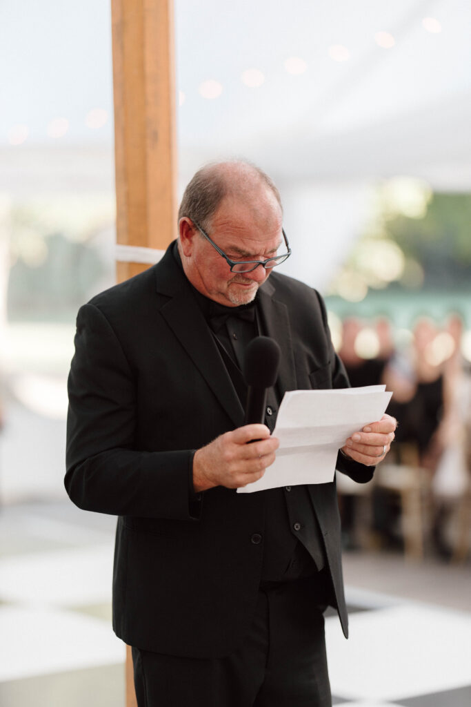 Brides father gets emotional during speech at wedding reception