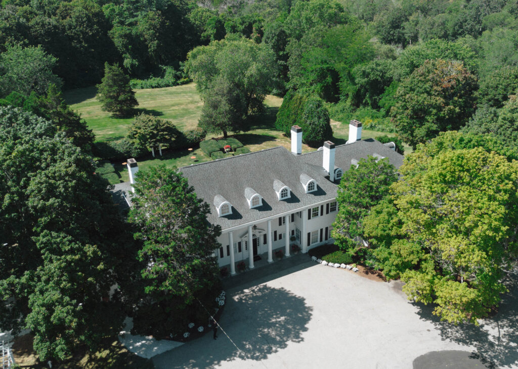 Drone photo of the Floriana wedding venue in Ipswich, Massachusetts